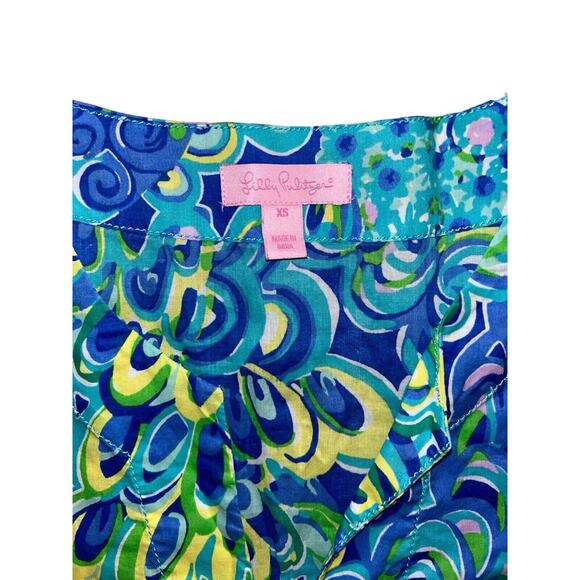 Lilly Pulitzer Top XS Colorful Tunic Lightweight Cotton 16523 Shirt Blue Lagoon - Picture 9 of 10
